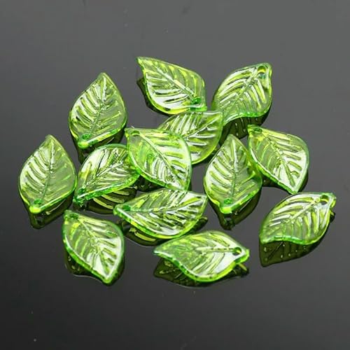 30 Stück/Los Grüne Blatt-Charms Blätter Perlen Anhänger für DIY Halskette Armband Ohrringe Schmuckherstellung Handarbeit-11X17MM von HUYTUY