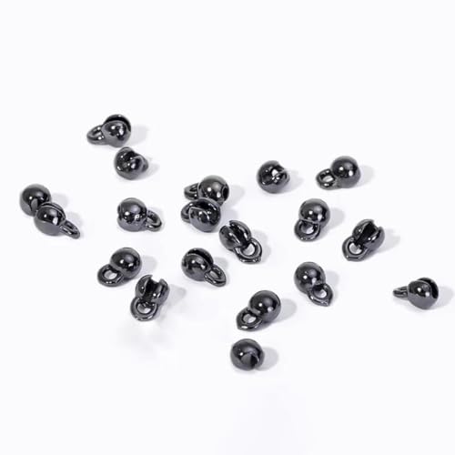 4,0 mm 18 Karat vergoldete Messing-Quetschperlen, Klemmperlen, Muschelschalen-Perlenspitzen, Quetschperlen, für die Herstellung von DIY-Schmuckstücken, Schwarz, 10 Stück von HUYTUY