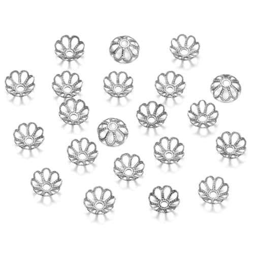 50 Stück/Lot 15 Stil Edelstahl Blatt Blumen Perlen Endkappen für Schmuckherstellung Handarbeiten Spacer Perlenkappen DIY Zubehör-04 Stil von HUYTUY