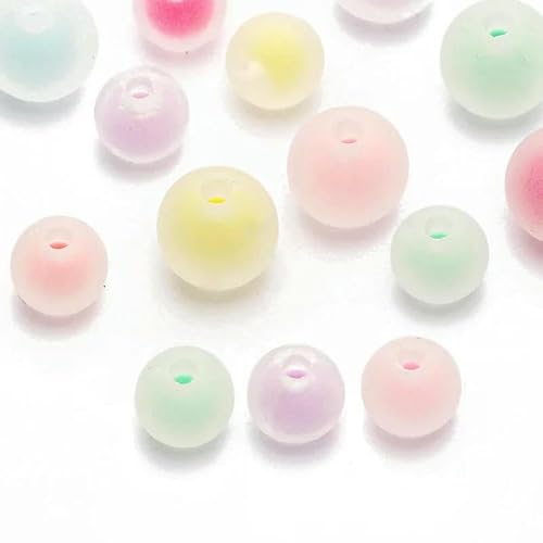 50 Stück 8/10 mm gemischte matte runde Acrylperlen in Bonbonfarben, lose Abstandsperlen zur Schmuckherstellung, DIY-Armband-Halskettenzubehör, gemischt, 8 mm von HUYTUY