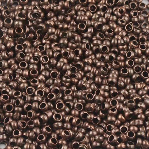 500 Stück Kupferkugel-Quetschperlen, Durchmesser 2 mm, 2,5 mm, 3,0 mm, Stopper-Abstandsperlen für DIY-Zubehör, Schmuckherstellung, Zubehör, Rotkupfer, 2 mm, 1000 Stück von HUYTUY