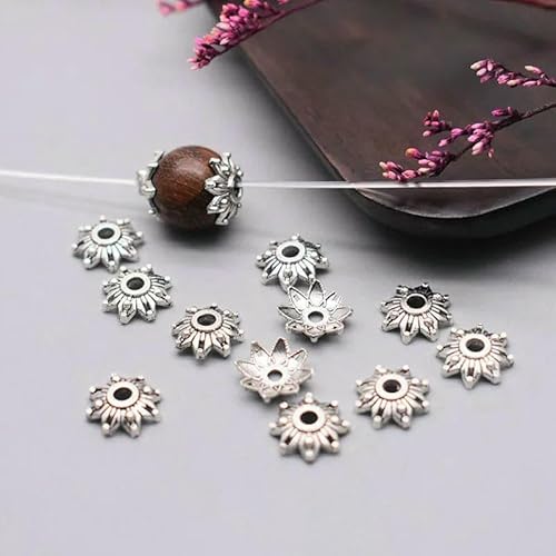 Gewicht 20 g/Beutel, tibetische Perlenkappen aus antikem Silbermetall, Blumen-Abstandshalter-Perlen-Endkappen zur Schmuckherstellung, DIY-Charm-Armbänder, 3, Gewicht 20 g Beutel von HUYTUY