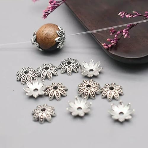 Gewicht 20 g/Beutel, tibetische Perlenkappen aus antikem Silbermetall, Blumen-Abstandshalter-Perlen-Endkappen zur Schmuckherstellung, DIY-Charm-Armbänder, 5, Gewicht 20 g Beutel von HUYTUY