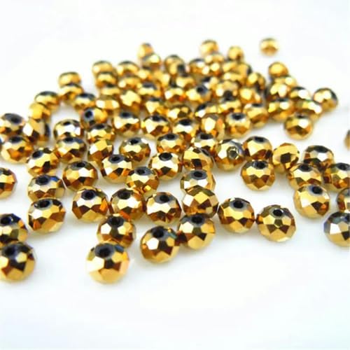 Goldene, mehrfarbige 3 x 4,0 mm 4 x 6 mm Rondelle, österreichische facettierte Kristallglasperlen, lose Abstandshalter, runde Perlen zur Schmuckherstellung, glänzendes Golden, 4 x 6 mm, 5 von HUYTUY