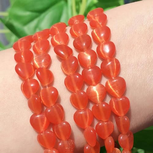 Großhandelsperlen aus Katzenaugenstein, runde Perlen, natürlicher Opal, runde lose Abstandsperlen zur Schmuckherstellung, DIY-Armband, 15 Zoll, 4 6 8 10 12 mm, Herz rot, 6 mm, 62 Stück von HUYTUY