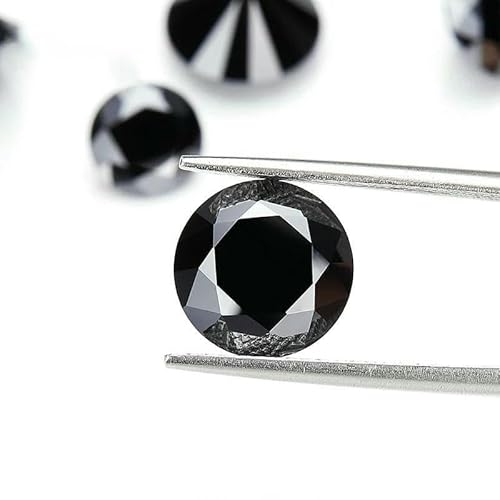 Moissanit-Stein, handgefertigt, individuell, viele Größen, lose Edelsteine, Diamantperlen, schwarz, ausgezeichneter Schliff, Schmuckherstellung für Halsketten-19 mm-25 ct-GRA-Schwarz-Ro von HUYTUY