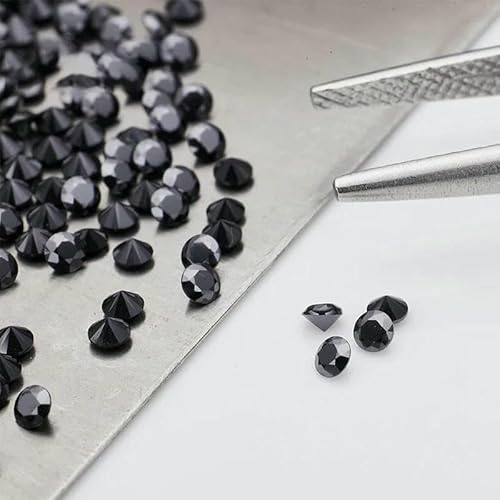 Moissanit-Stein, handgefertigt, individuell, viele Größen, lose Edelsteine, Diamantperlen, schwarz, hervorragender Schliff, Schmuckherstellung für Halsketten – 2,8 mm – 12 Stück – kein Gra – Sch von HUYTUY