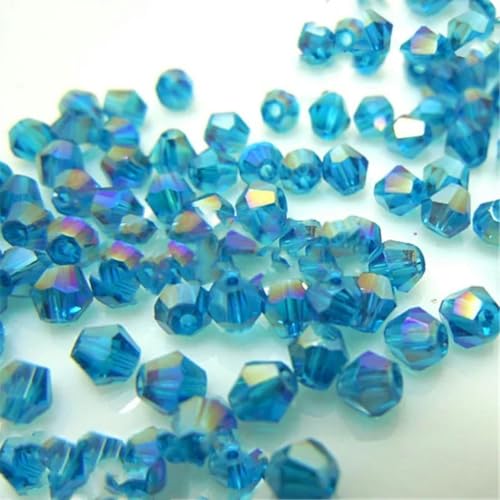 Sale: U Pick Color 3,0 mm 4,0 mm 6 mm 8 mm Bicone Austria Kristallperle Charm Glasperle Lose Abstandsperle für DIY Schmuckherstellung-Grün Blau AB-3,0 mm 100 Stück pro Beutel von HUYTUY