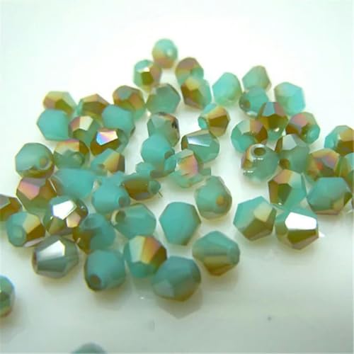 Sale: U Pick Color 3,0 mm 4,0 mm 6 mm 8 mm Bicone Austria Kristallperle Charm Glasperle Lose Abstandsperle für DIY Schmuckherstellung-Jadeblau-Gold-4,0 mm 100 Stück pro Beutel von HUYTUY