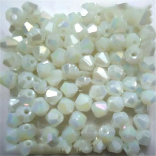 Sale: U Pick Color 3,0 mm 4,0 mm 6 mm 8 mm Bicone Austria Kristallperle Charm Glasperle Lose Abstandsperle für DIY Schmuckherstellung-solid white ab-4,0 mm 100 Stück pro Beutel von HUYTUY