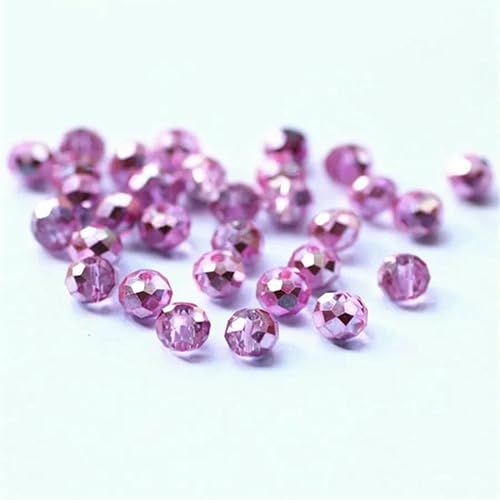 Weiße, mehrfarbige, facettierte Kristallglasperlen aus Österreich, 4 x 6 mm, 50 Stück, lose, runde Abstandsperlen zur Schmuckherstellung, ran pink, 2 mm, 170 Stück pro Beutel von HUYTUY