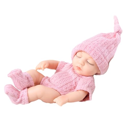 HVRFJXI 7-Zoll Baby Puppen Lebensechte Wiedergeborene Puppen Spielzeug Geburtstagsgeschenk Realistische Und Sanft Berührende Säuglingspuppe Mit Kleidung Augen Schließen von HVRFJXI