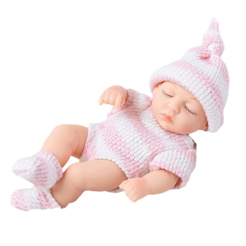 HVRFJXI 7-Zoll Baby Puppen Lebensechte Wiedergeborene Puppen Spielzeug Geburtstagsgeschenk Realistische Und Sanft Berührende Säuglingspuppe Mit Kleidung Augen Schließen von HVRFJXI