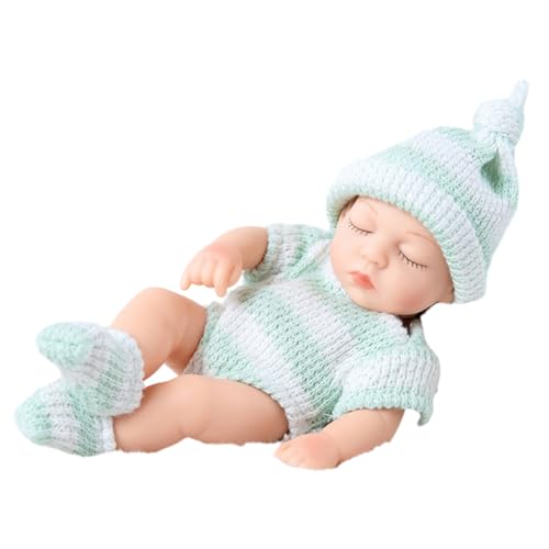 HVRFJXI 7-Zoll Baby Puppen Lebensechte Wiedergeborene Puppen Spielzeug Geburtstagsgeschenk Realistische Und Sanft Berührende Säuglingspuppe Mit Kleidung Augen Schließen von HVRFJXI