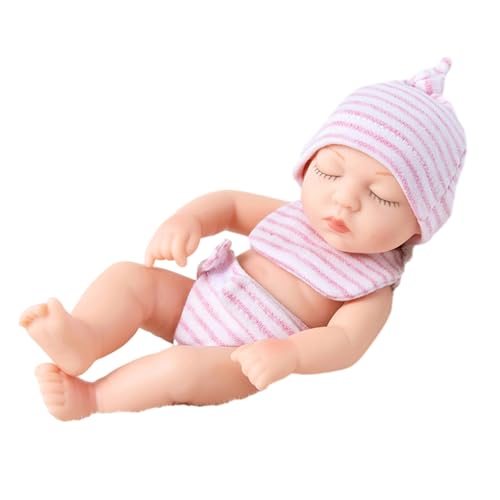 HVRFJXI 7-Zoll Baby Puppen Lebensechte Wiedergeborene Puppen Spielzeug Geburtstagsgeschenk Realistische Und Sanft Berührende Säuglingspuppe Mit Kleidung Augen Schließen von HVRFJXI