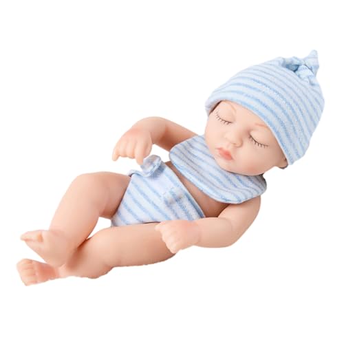 HVRFJXI 7-Zoll Baby Puppen Lebensechte Wiedergeborene Puppen Spielzeug Geburtstagsgeschenk Realistische Und Sanft Berührende Säuglingspuppe Mit Kleidung Augen Schließen von HVRFJXI