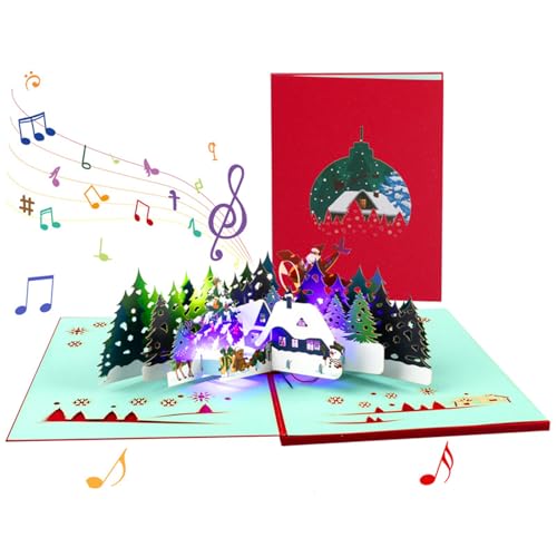 HVRFJXI Festival-3D Weihnachtsgrußkarte. Zarte Leuchtende 3D Weihnachtskarte Mit Musik Für Eine Besondere Weihnachtsbotschaft von HVRFJXI