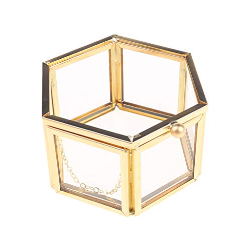 HVRFJXI Glasklare Vintage Schmuckschatulle – Goldene Geometrische Schmuck Display Andenkenbox Für Den Fall Zuhause Dekorative Box von HVRFJXI