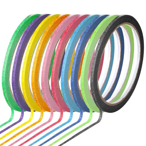 HVVENTY 10 Rollen buntes Whiteboard-Klebeband, 0,3 cm, dünnes Klebeband, 10 Farben, dünn für Whiteboard, Schule, Büro, Zuhause von HVVENTY