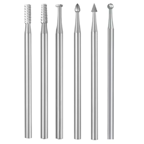 HVVENTY Gravierfräser-Bits aus Stahl, 3/32-Zoll-Schaft, Oliven-Bernstein, Schnitzbohrer für Drehwerkzeuge (2,3 mm Schnitz-Bits), 6 Stück von HVVENTY