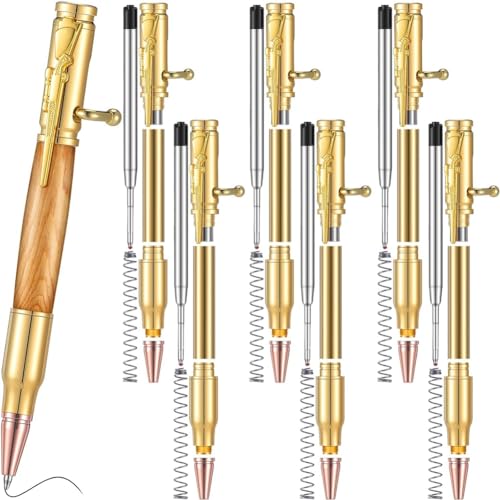 HVVENTY Set mit 6 schmalen Stiften, mehrfarbiges Drehstift-Set aus mit Nachfüllschaft, Bolt-on Kugelschreiber für Heimwerker, Holzwirbel von HVVENTY