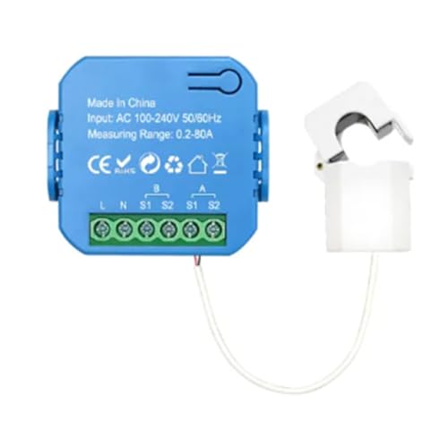 HVVENTY Tuya Smart ZigBee Energiezähler Bidirektional mit Stromwandler Klemme App Monitor Leistung 80A Einfache Installation (1CT) von HVVENTY