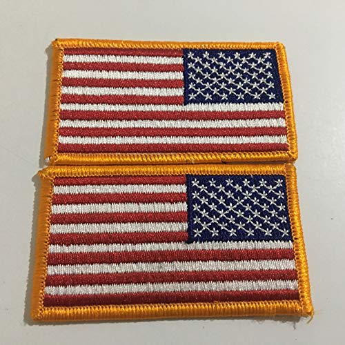 2 REVERSE BACKWARDS USA American Flag Uniform Shirt Shoulder Jacket Patch by HWC von HWC