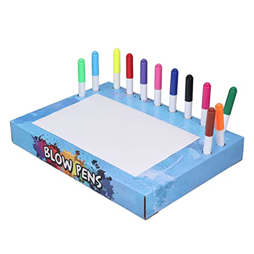 HWGING Kinder-Blasstifte, Fluoreszierendes Zeichnen, Malen, 8 Vorlagen, Pädagogischer Blow-Airbrush-Marker (Dinosaurier-Muster) von HWGING