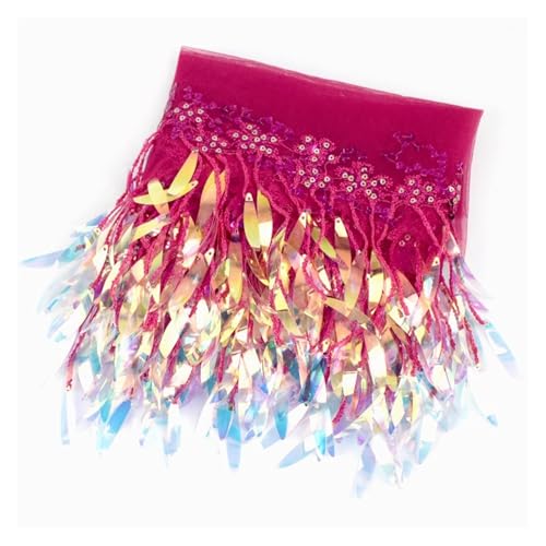 Fransen 1/2 Yards 15 cm Pailletten Quasten Fransen Stickerei Spitzenbesatz Band Bänder Tanzkleid Kleidung Stoff DIY Nähzubehör(Pink,15cm-2Yards) von HWJFDC