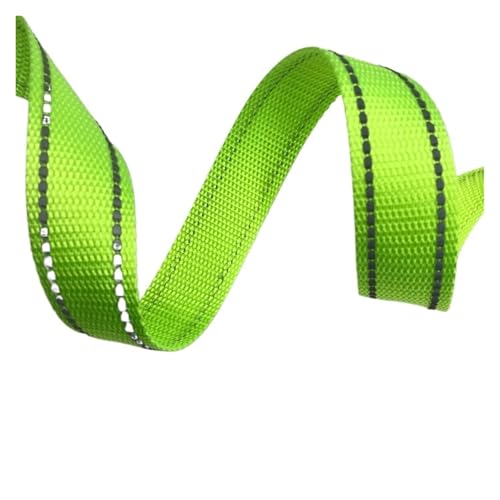 HWJFDC Gurtband 15 mm, 45,7 m, reflektierende Leine, Polyester-Gurtband, 1 mm dick, DIY-Haustierhalsband, Rucksackgurt, Gürtel, Nähzubehör, 10 Farben(Green 15mm) von HWJFDC