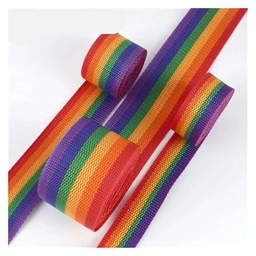 HWJFDC Gurtband 5/10 Meter 20-50mm Regenbogen Nylon Gurtband Band Dekorative Band Gepäck Gürtel Haustier Seil Nähzubehör(20mm-10Meters) von HWJFDC