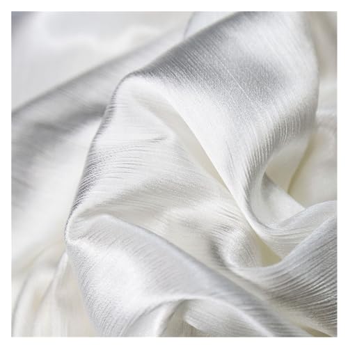 HWJFDC Satin-Stoff, 5/10 Meter, glänzender Crinkle-Krepp, seidiger Satinstoff zum Nähen, für Damen, Kleidung, Kleid, Hemd, Weiß, Rosa, Blau, Grün, Rot, Meterware (1.140 cm x 0,5 m) von HWJFDC