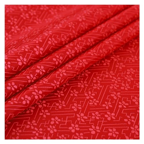 HWJFDC Satin-Stoff, Satin-Kleiderstoff, Brokat, Jacquard-Stoffe für Cheongsam und Kimono, Material für DIY-Nähtaschen (Dahong) von HWJFDC