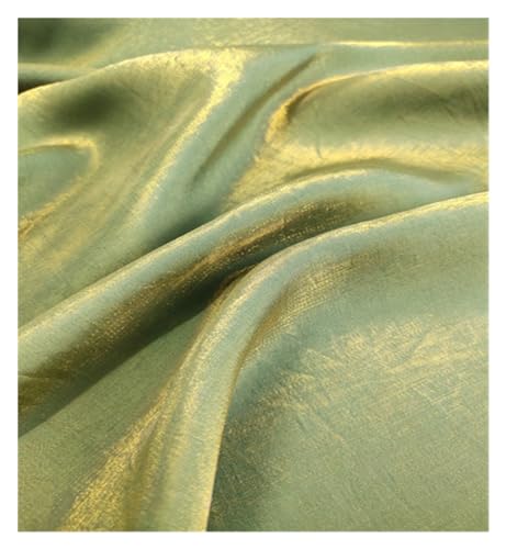 HWJFDC Satin-Stoff, farbiger Glas-Seiden-Satin-Farbverlauf, Kleid, Hochzeit, helles Gesicht, Babykleidung, Stoff, DIY, Meerjungfrauen-Hintergrund, Tischdecke (Goldgrün) von HWJFDC