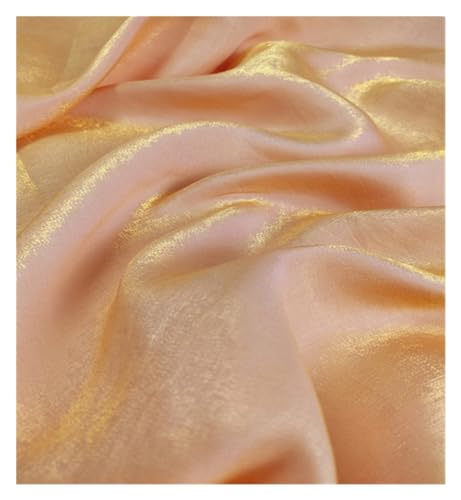 HWJFDC Satin-Stoff, farbiger Glas-Seiden-Satin-Farbverlauf, Kleid, Hochzeit, helles Gesicht, Babykleidung, Stoff, DIY, Meerjungfrauen-Hintergrund, Tischdecke (goldorange) von HWJFDC