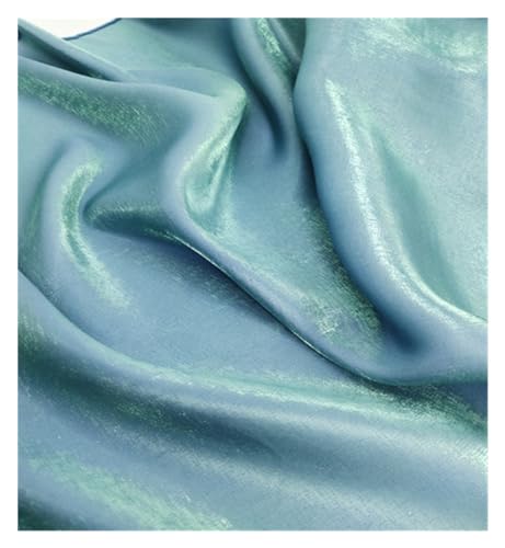 HWJFDC Satin-Stoff, farbiger Glas-Seiden-Satin-Farbverlauf, Kleid, Hochzeit, helles Gesicht, Babykleidung, Stoff, DIY, Meerjungfrauen-Hintergrund, Tischdecke (magisches Graublau) von HWJFDC