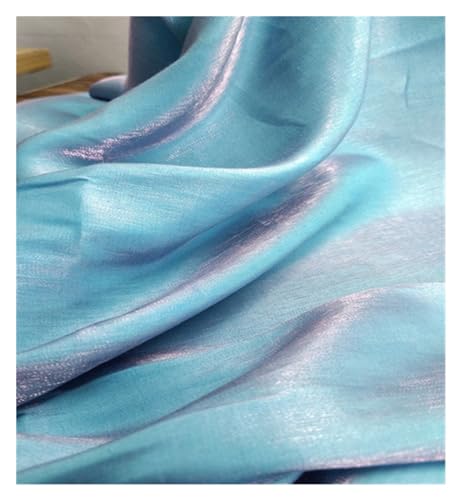 HWJFDC Satin-Stoff, farbiger Glas-Seiden-Satin-Farbverlauf, Kleid, Hochzeit, helles Gesicht, Babykleidung, Stoff, DIY, Meerjungfrauen-Hintergrund, Tischdecke (magisches Narzissenblau) von HWJFDC