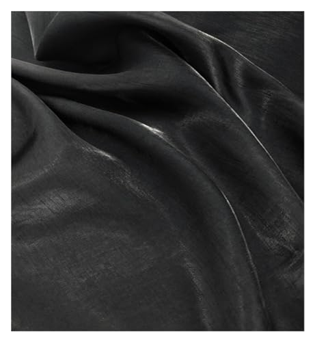 HWJFDC Satin-Stoff, farbiger Glas-Seiden-Satin-Farbverlauf, Kleid, Hochzeit, helles Gesicht, Babykleidung, Stoff, DIY, Meerjungfrauen-Hintergrund, Tischdecke (schwarz) von HWJFDC