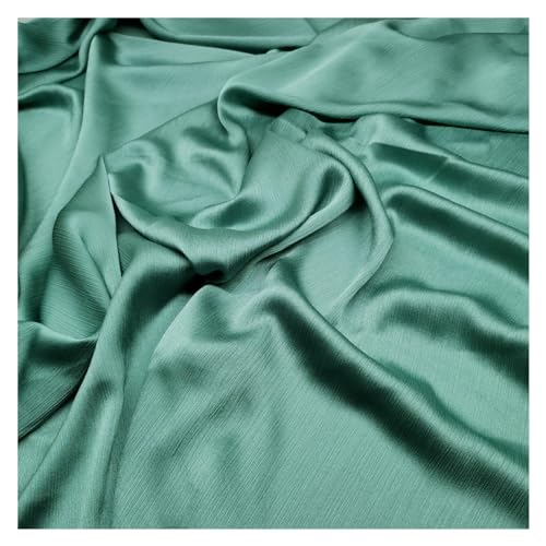 HWJFDC Satin-Stoff, glänzender Krepp-Chiffon, Satin, Kleid, Hemd, Hose, Material, einfarbig, Schal, weicher Stoff (16 blaugrün) von HWJFDC