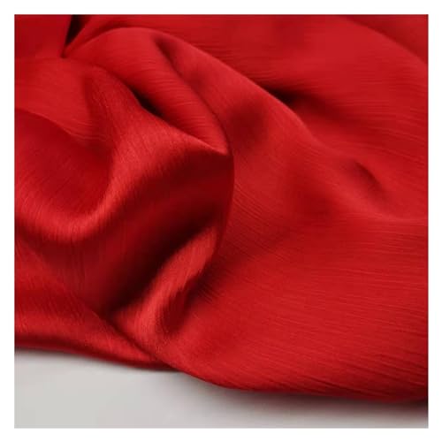 HWJFDC Satin-Stoff, glänzender Krepp-Chiffon, Satinkleid, fallendes Hemd, Hose, Material, einfarbig, weicher Stoff (2 rot) von HWJFDC