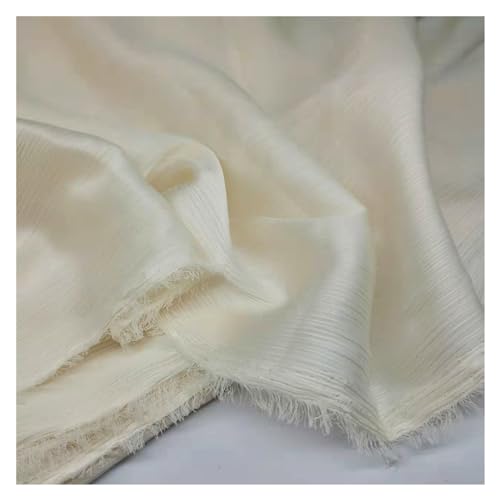 HWJFDC Satin-Stoff, glänzender Krepp-Chiffon, Satinkleid, fallendes Hemd, Hose, Material, einfarbig, weicher Stoff (9 cremefarbenes Beige) von HWJFDC