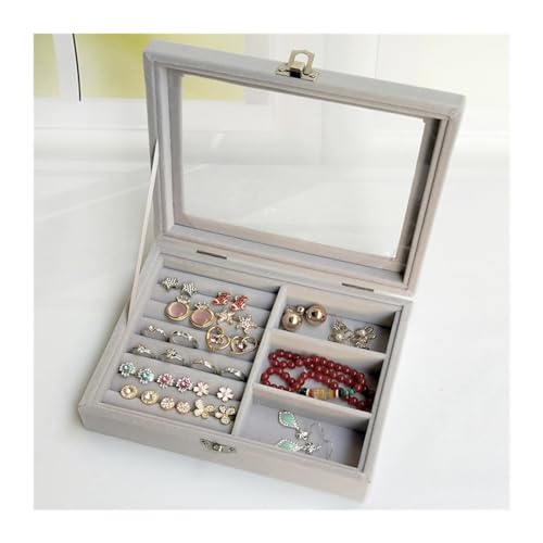 HWJFDC Schmuckaufbewahrung Schwarze Schmuckschatulle, Armband-Box, Halsketten-Box, gewölbte kleine Box, Display-Box, Flanellbezug, Schmuck-Aufbewahrungsbox(2) von HWJFDC