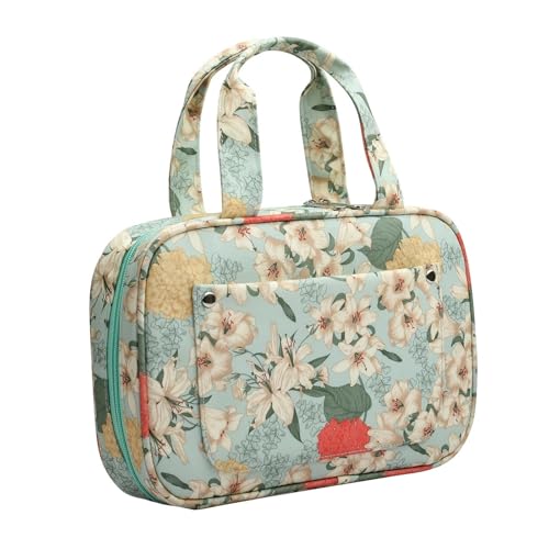 HWJFDC Stricktasche Leere Strickset-Hülle, Organizer-Tasche, tragbare grüne Tasche mit Blumen-Stricknadel-Aufbewahrungstasche for Nähzubehör von HWJFDC