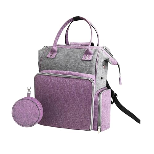 HWJFDC Stricktasche Stricktasche, Rucksack, Aufbewahrungs-Organizer, Stränge, Häkeltasche, Strick-Einkaufstasche(Gray Purple) von HWJFDC