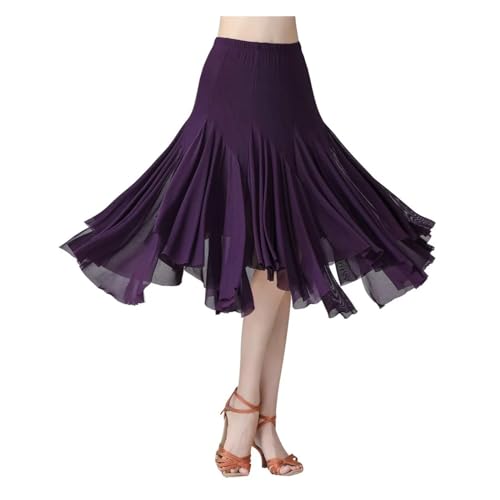 HWJFDC Tanzkleid Damen Eleganter mittellanger Latein-Tanzrock aus Netzstoff for Damen, weicher Gesellschaftstanz, Walzer Dancewear(Z) von HWJFDC