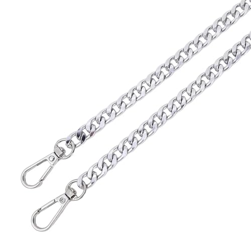 HWJFDC Taschenkette 2 Stück 120 cm Metall-Aluminium-Taschenkette, Ersatzteile, Zubehör for handgewebte Schulterhandtaschen, DIY, handgefertigte, abnehmbare Träger(Silver) von HWJFDC