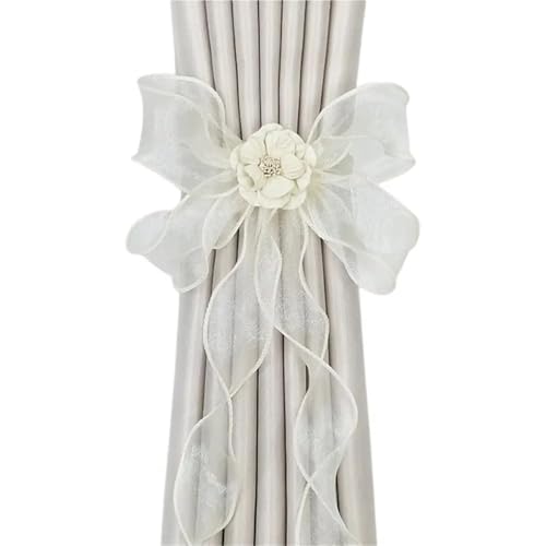 HWJFDC Verdrehte Gardinenhalter 6 Stück Vorhanghalter, exquisiter Blumen-Dekor-Stil, Fenstervorhang-Raffhalter, Haushaltsbedarf(Beige) von HWJFDC