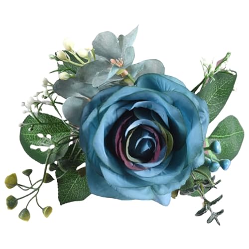 HWJFDC Verdrehte Gardinenhalter Blumen-Vorhanghalter, 4 Stück, künstliche Rosenblüten, Fenstervorhänge, Raffhalter, Clips, Zubehör for Hochzeitsdekoration(Blue) von HWJFDC