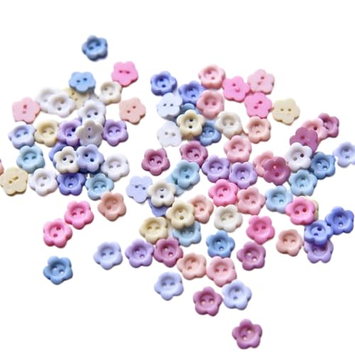 Knöpfe 50/100/200Pcs 8mm Mini Resin Flower Shape 2-Hole Doll Clothes Buttons For DIY Baby Clothes Sewing Handcraft(06 Fuchsia,200pcs) von HWJFDC