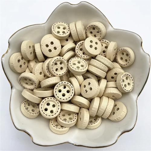 Knöpfe 50pcs 10mm 4hole Mini Color Kids Buttons Wood Buttons Clothing Wedding Decoration Sewing Accessories(57) von HWJFDC